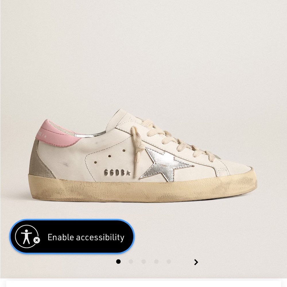 Golden Goose: Women's Super-Star with silver leather star and pink heel tab